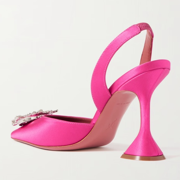 Amina Muaddi Begum Swarovski crystal-embellished satin slingback pumps - Picture 2 of 4